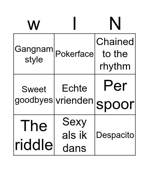 SWINGOOO Bingo Card