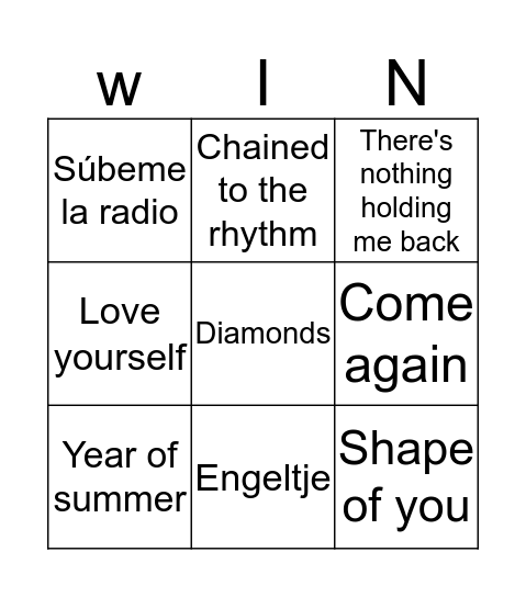 SWINGOOO Bingo Card