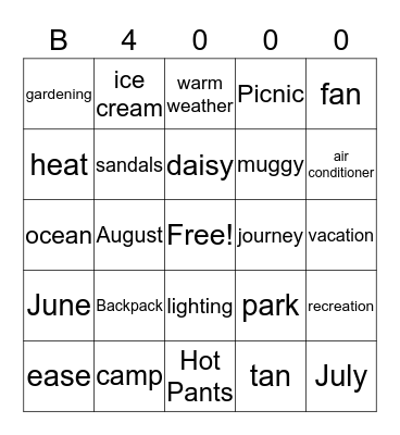 Summer Jam 2017 Bingo Card