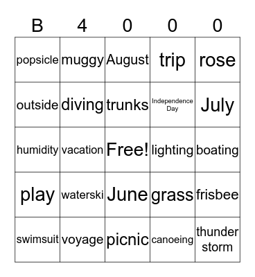 Summer Jam 2017 Bingo Card