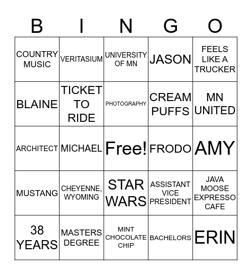 It's All About Darian!! Bingo Card