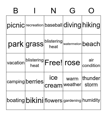 Summer Jam 2017 Bingo Card