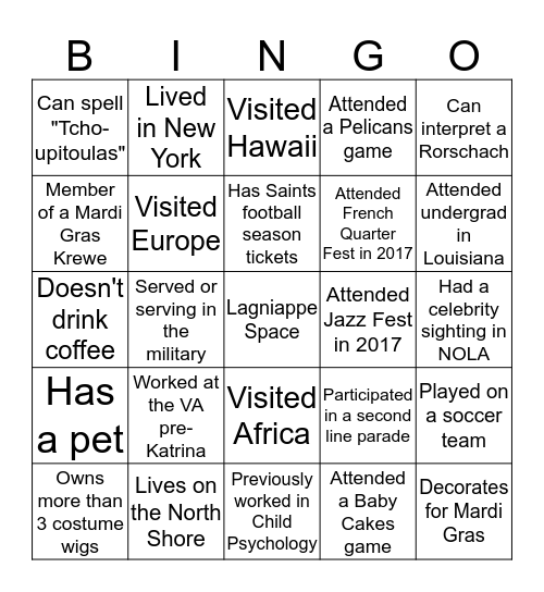 Psychology Training Committe Bingo Card