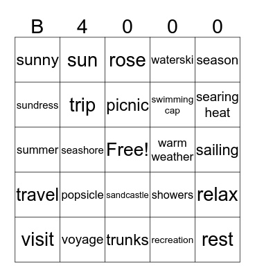 Summer Jam 2017 Bingo Card