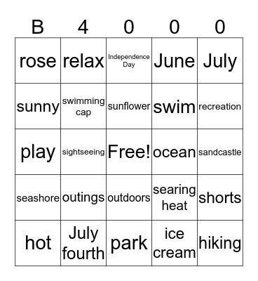 Summer Jam 2017 Bingo Card