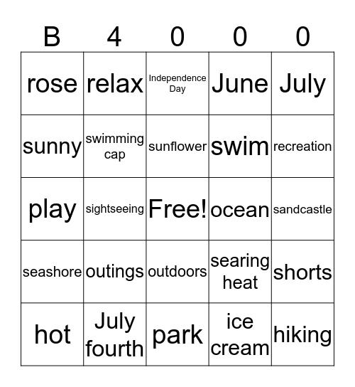 Summer Jam 2017 Bingo Card
