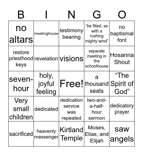 Primary Bingo Card