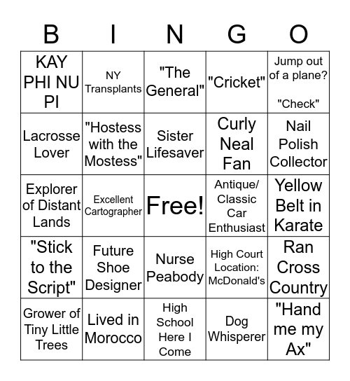 FAMILY AND FRIENDS BINGO! Bingo Card