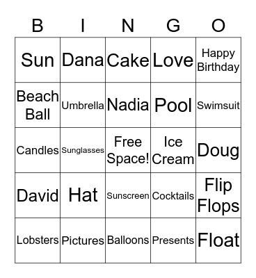 Voa Voa's Bingo Birthday Bingo Card