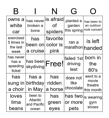 Hoelscher Family Bingo Card