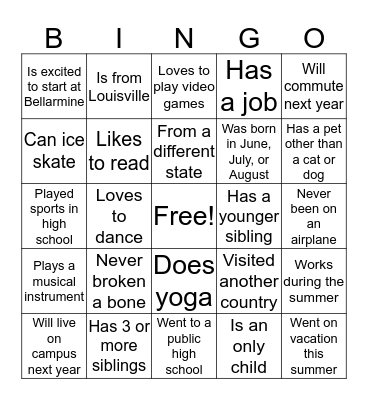 Pioneer Scholars Bingo Card