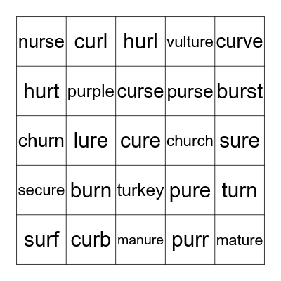 Ur/ure Bingo Card