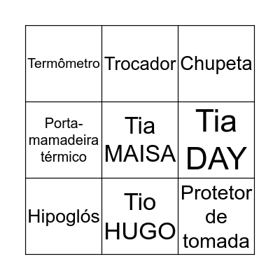 Chá de Fralda Vicente Bingo Card
