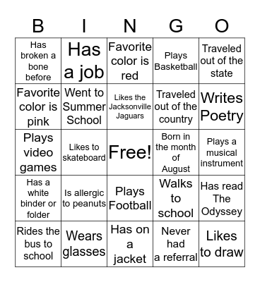 IceBreaker  Bingo Card