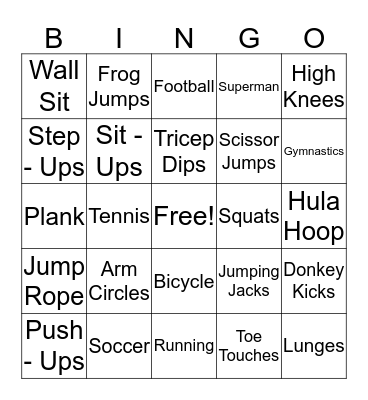 Fitness Bingo! Bingo Card