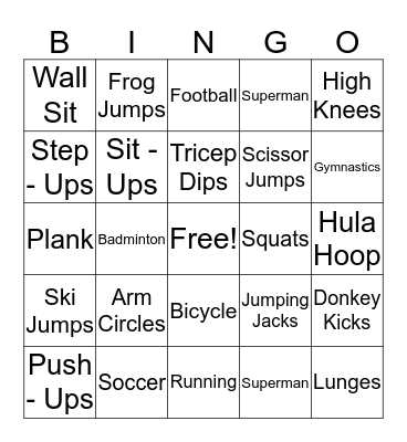 Fitness Bingo! Bingo Card