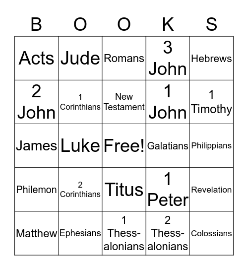 27 New Testament Bingo Card