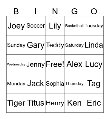 Week in Review Bingo Card