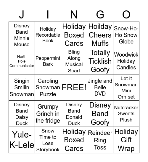 Holiday Jingo Bingo Card