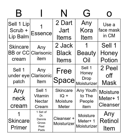July Skincare Contest  Bingo Card