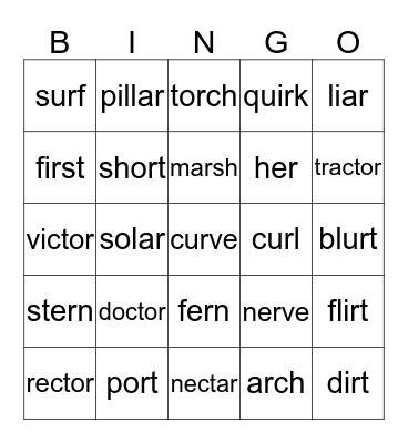 r-controlled Bingo Card
