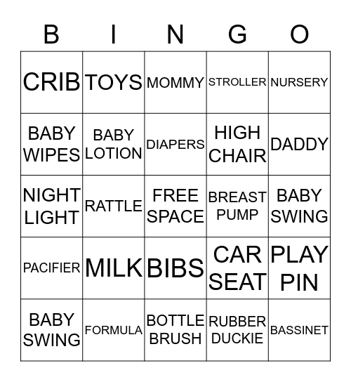 BABY AUSTIN BINGO Card