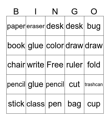 In the class Bingo Card