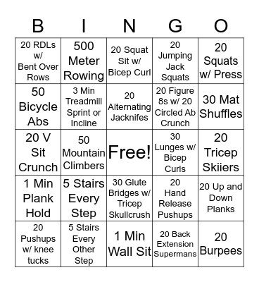 FITNESS BINGO Card