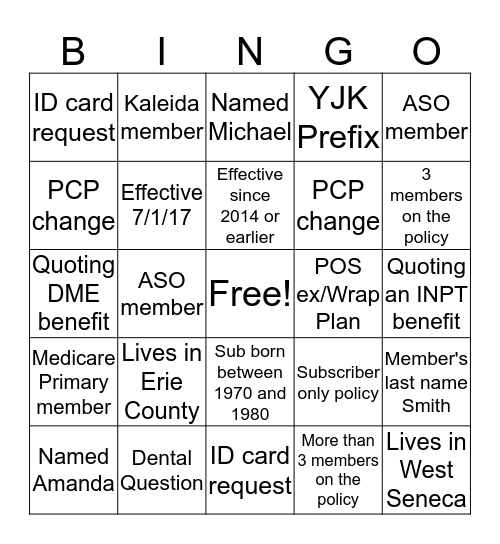 CSR BINGO Card