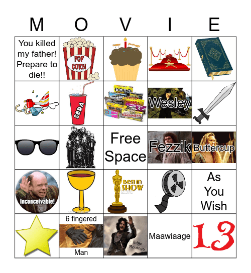 Princess Bride Bingo Card