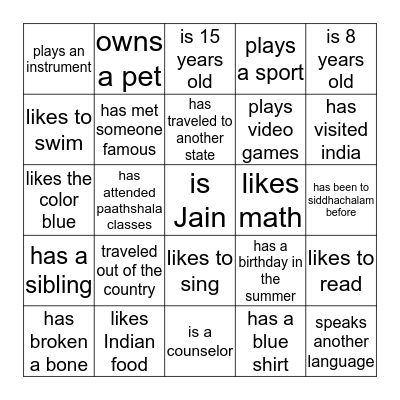 FIND SOMEONE WHO... Bingo Card