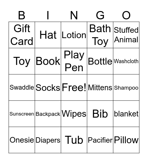 Baby Blood Bingo Card