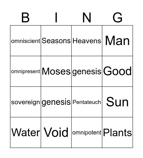 Bible Bee Bingo Card