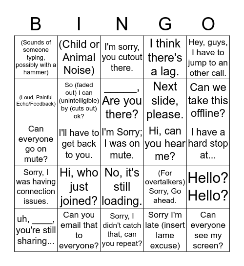 Conference Call Bingo Card