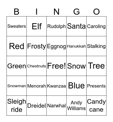 Holiday Bingo  Bingo Card