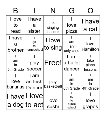 Icebreaker Bingo Card