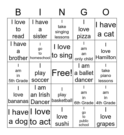 Icebreaker Bingo Card