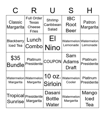 Summer Crush Bingo Card