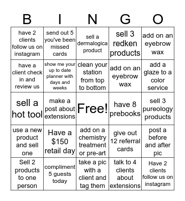 Tiffany Bingo Card
