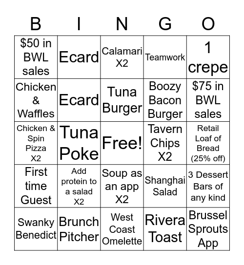 saturday bingo Card