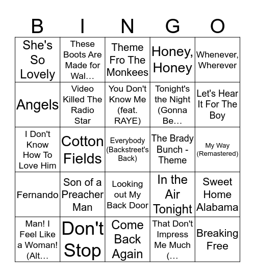 game night Bingo Card