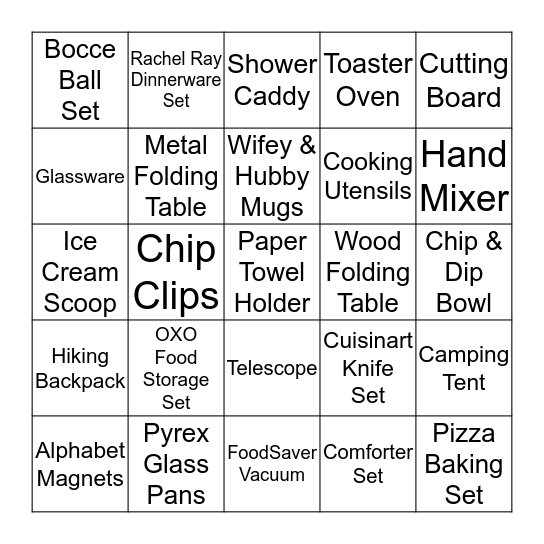 Wedding Bingo Card