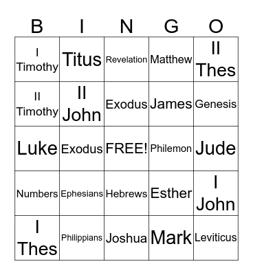 Bible Bingo Card