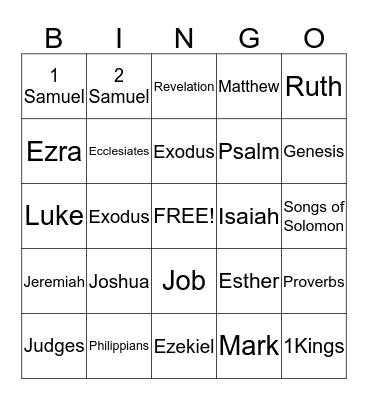 Bible Bingo Card