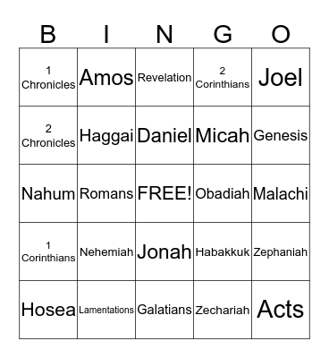 Bible Bingo Card