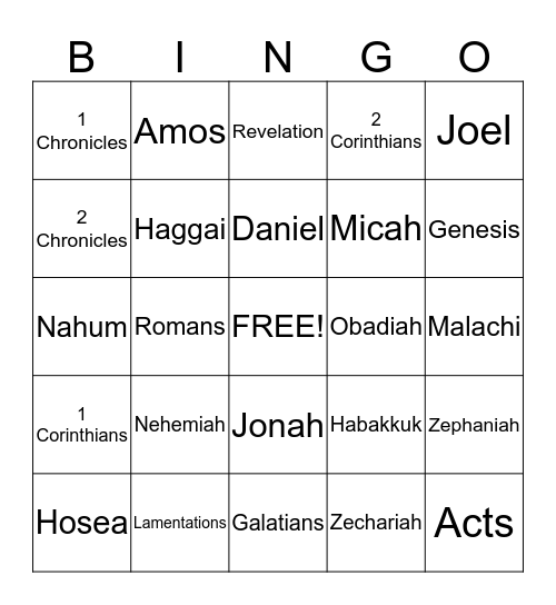 Bible Bingo Card