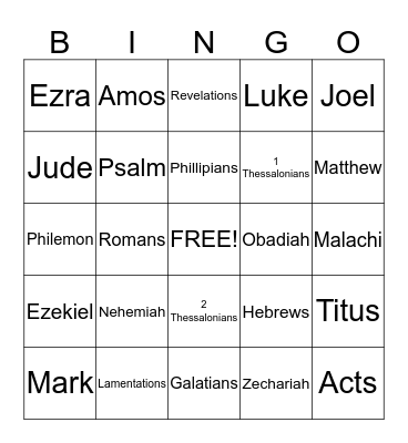 Bible Bingo Card