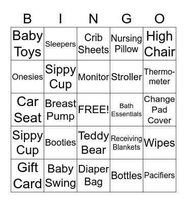 Baby Gift Bingo Card
