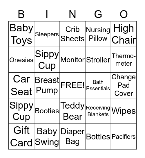Baby Gift Bingo Card
