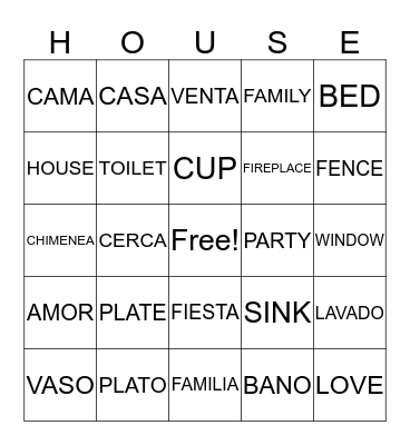 CASITA LINDA Bingo Card